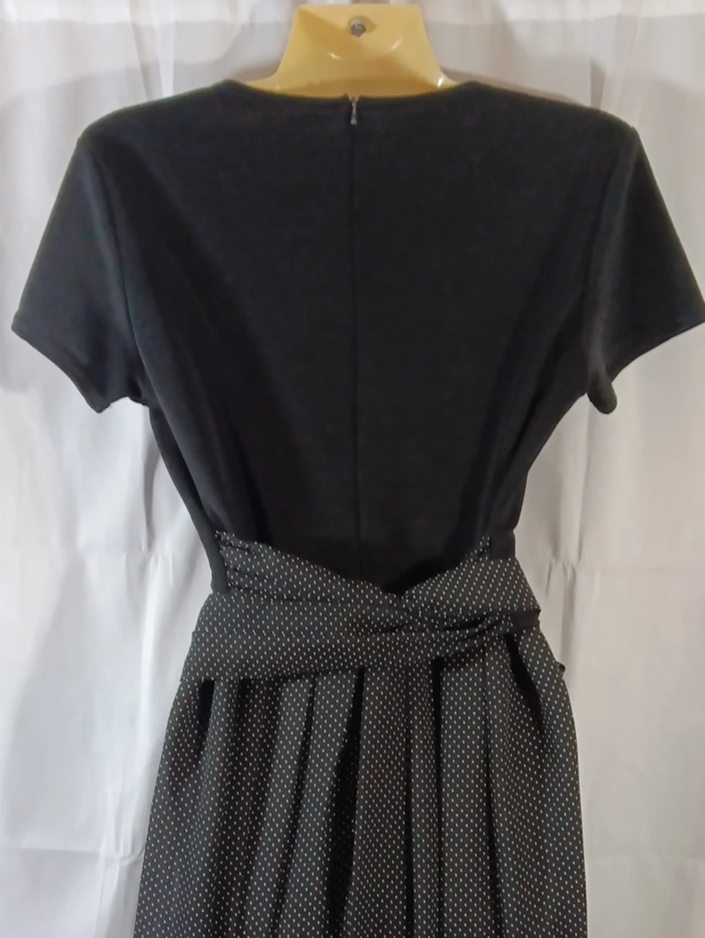 CDC Vintage Womens 8 Jumpsuit Black Polka Dot Wide Leg High Rise Waist Tie - Picture 10 of 14